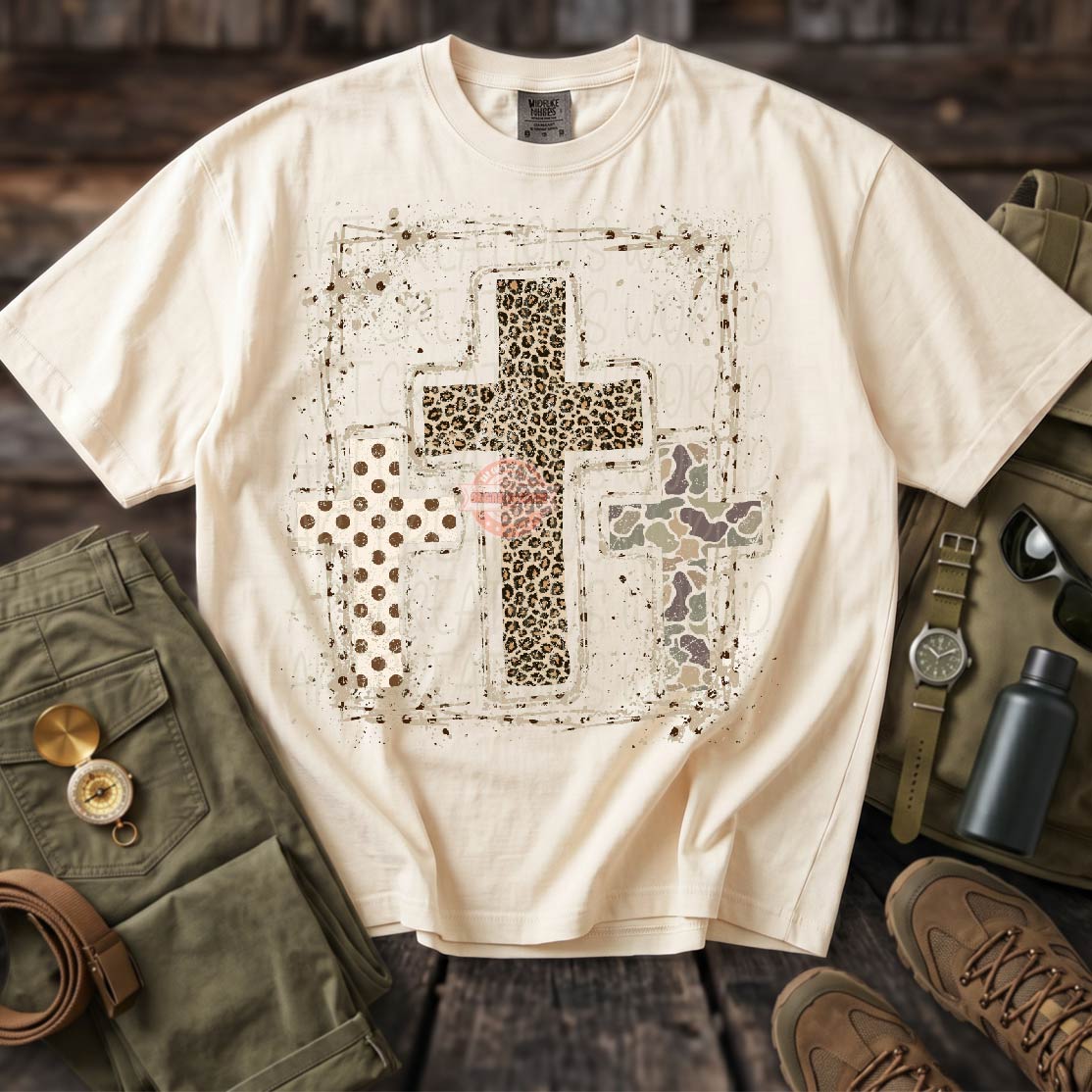 Leopard Cross PNG, Three Distressed Crosses Western Sublimation Design, Camo Cross Christian Faith Fall Shirt, Xmas Cheetah Polka Dot Cross
