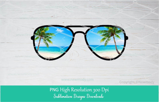 Summer Sunglasses PNG Sublimation, Beach Palm Tree Glasses clipart, Glasses Vacation mood, Sunset Sunrise vacay, glasses Clipart