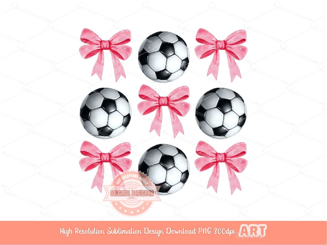 Coquette Soccer PNG, Preppy Pink Bows Sports Sublimation Shirt Design (Digital Download)