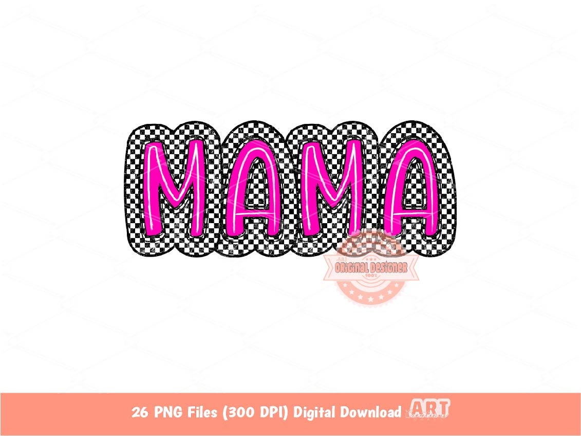Pink Checkered Doodle Letters PNG, Bright Alphabet Clipart