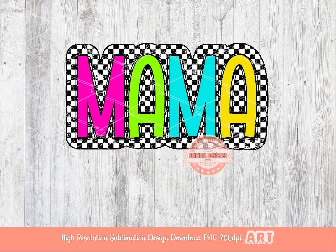 Mama PNG Bundle, 8 Png Files Mama Bright Checkered Leopard Sunflower Cow Print Colorful Mom Sublimation & Dtf Shirt Design, Digital Download
