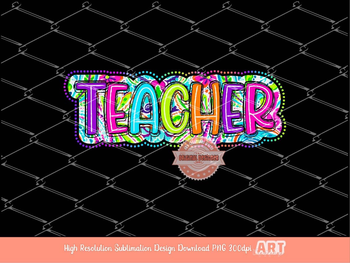 Teacher Bright Floral PNG, Colorful Trendy Summer Teacher sublimation shirt design
