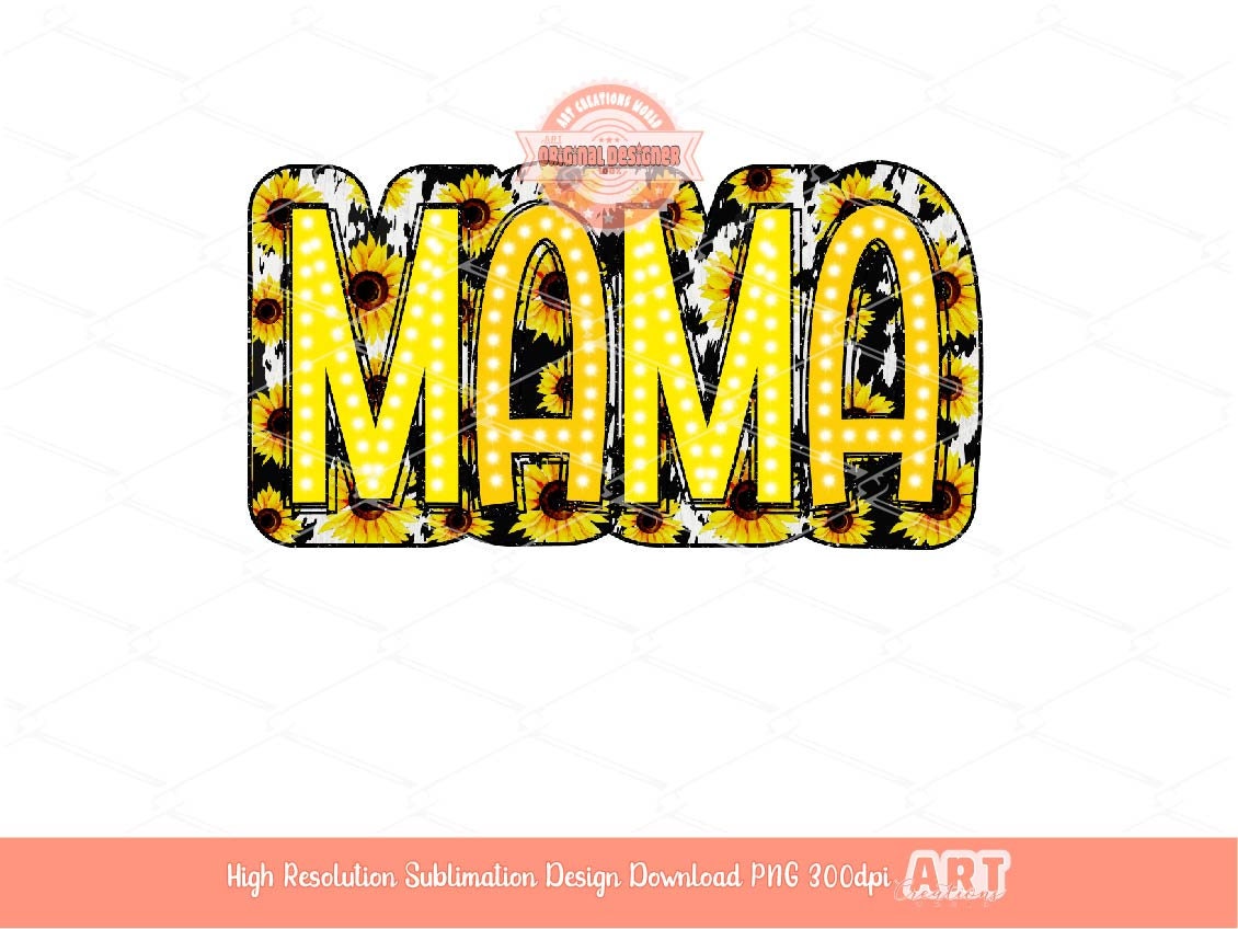 Mama PNG Bundle, 8 Png Files Mama Bright Checkered Leopard Sunflower Cow Print Colorful Mom Sublimation & Dtf Shirt Design, Digital Download
