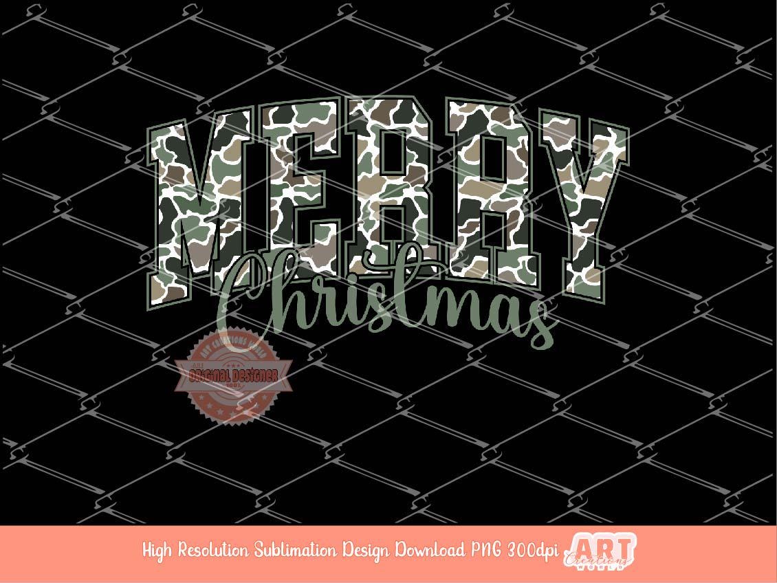 Merry Christmas Varsity PNG Camo Military Hunting wife mama Christmas shirt design trendy PNG file for Sublimation & DTF Digital download