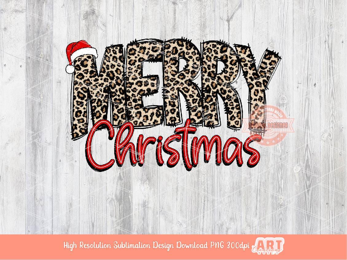 Merry Christmas Leopard PNG Distressed Cheetah Print Western Christmas shirt design trendy PNG for Sublimation & DTF Digital download