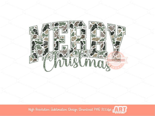 Camo Merry Christmas PNG Distressed Varsity Military Hunting wifey mama shirt design trendy PNG file for Sublimation & DTF Digital download