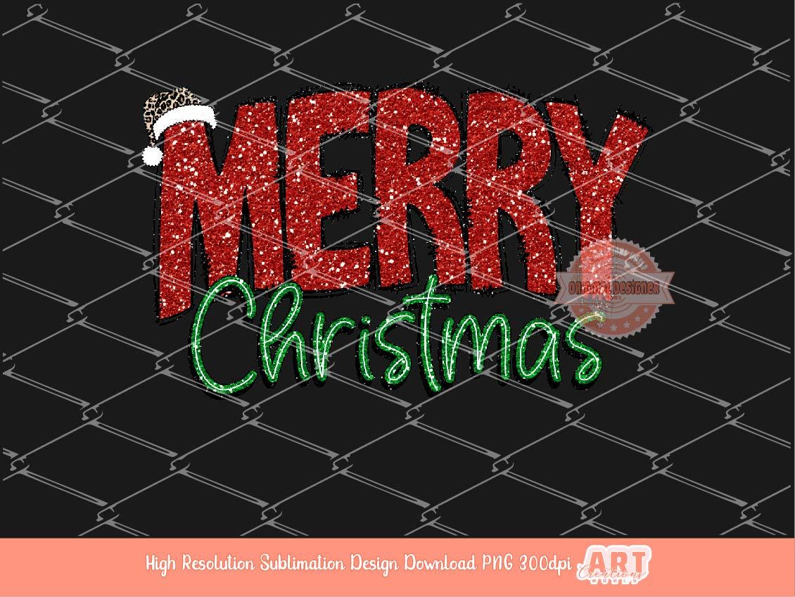 Glitter Merry Christmas PNG Red Green Sequin Sparkle Girls Christmas shirt design trendy PNG file for Sublimation & DTF Digital download