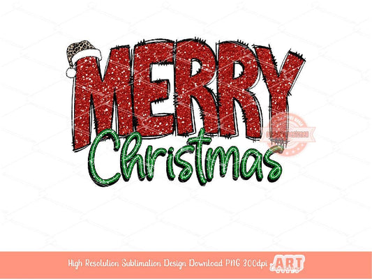 Glitter Merry Christmas PNG Red Green Sequin Sparkle Girls Christmas shirt design trendy PNG file for Sublimation & DTF Digital download