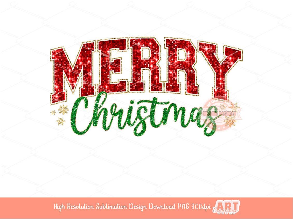 Merry Christmas Varsity PNG Red Green Disco Sequin Glitter Christmas shirt design Retro trendy PNG for Sublimation and DTF Digital download