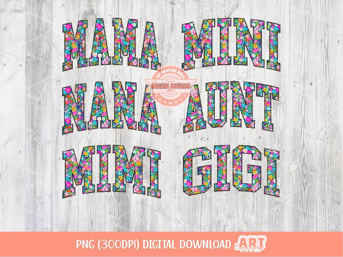 Floral Mama PNG Bundle, Matching Family Sublimation Shirt Designs