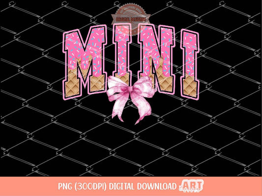 Pink Drip Sprinkle Mini PNG, Coquette Bow Waffle Cone Mini Shirt Design, Drippy ice cream Png for Sublimation & dtf Design Digital Download