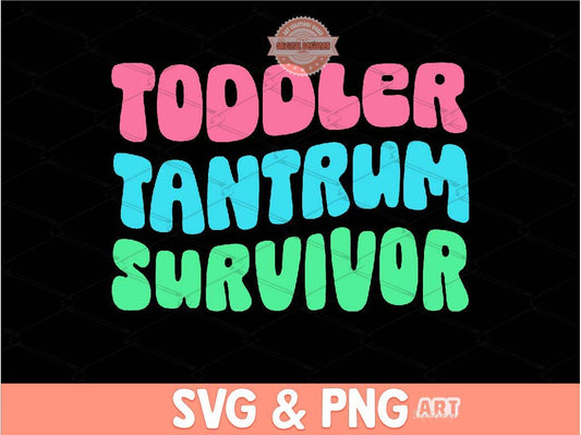 Toddler Tantrum Survivor SVG PNG, Mom Humor Shirt Design, Funny Svg cut file Boy Girl Tired mom club Png File for Sublimation & dtf print
