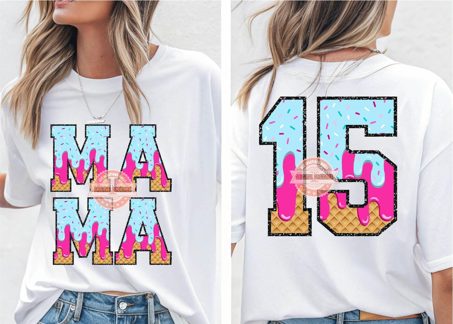 Sprinkle Drip Varsity Alphabet PNG, Drippy Pink & Blue Ice Cream Sports letters, numbers 0-9 Clipart, Waffle Cone Alpha Set Digital Download