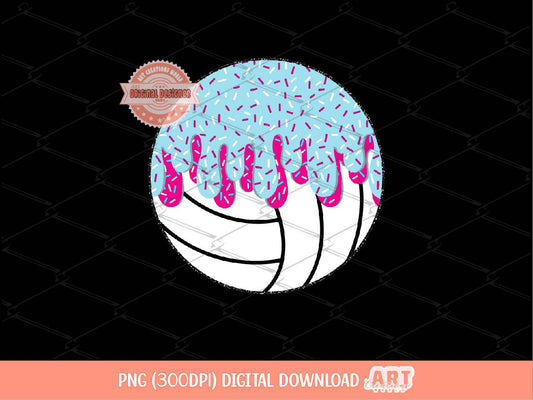 Sprinkle Drip Volleyball Ball PNG, Sweet Drippy Pink blue Ice Cream Sport ball Clipart Png for Sublimation dtf Shirt Design Digital Download