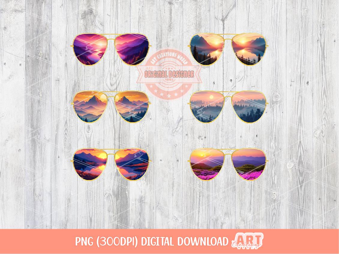 Mountain Sunglasses PNG Bundle, Camping Outdoor Adventure Glasses Clipart (Digital Download)