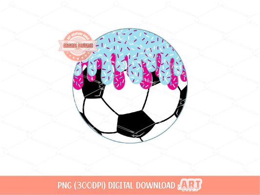 Sprinkle Drip Soccer Ball PNG, Sweet Drippy Pink blue Ice Cream Sport ball Clipart Png for Sublimation dtf Shirt Design Digital Download