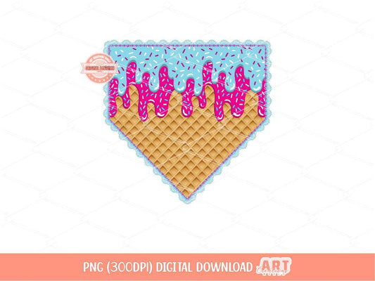 Lace Drip Home Plate PNG, Sweet Drippy Pink blue Ice Cream Waffle Cone Baseball Clipart Png Sublimation dtf Shirt Design Digital Download