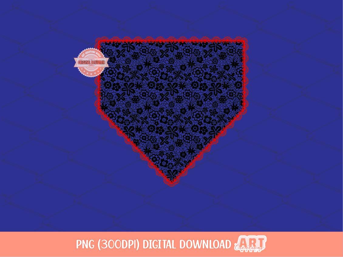 Red Black Lace Home Plate PNG, Lacy Crochet Baseball Life Clipart Png Sublimation dtf Shirt Design Digital Download