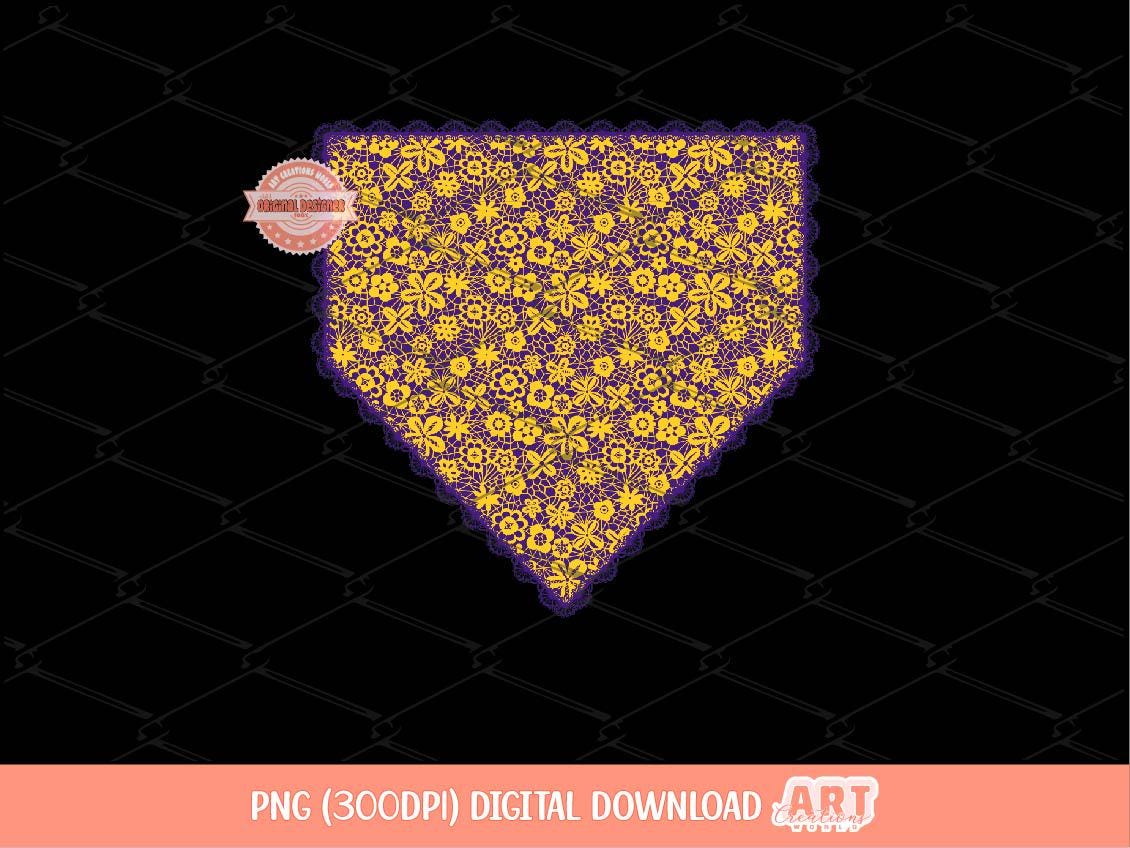 Purple Gold Lace Home Plate PNG, Lacy Crochet Baseball Game Day Clipart Png Sublimation dtf Shirt Design Digital Download
