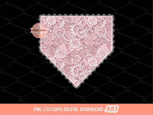 Light Pink Lace Home Plate PNG, Lacy Crochet Baseball Game Day Clipart Png Sublimation dtf Girly Shirt Design Digital Download