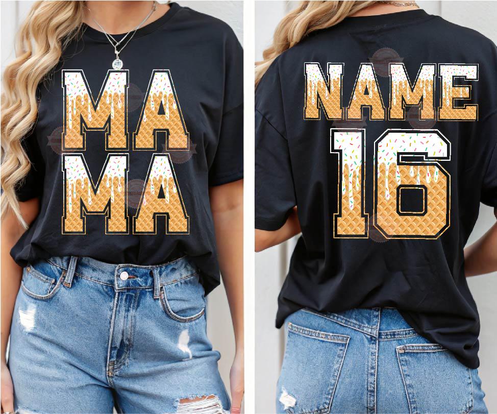 White Drip Varsity Alphabet PNG, Drippy Sprinkle Vanilla Ice Cream Sports letters & numbers 0-9 Clipart, Waffle Cone Alpha Digital Download