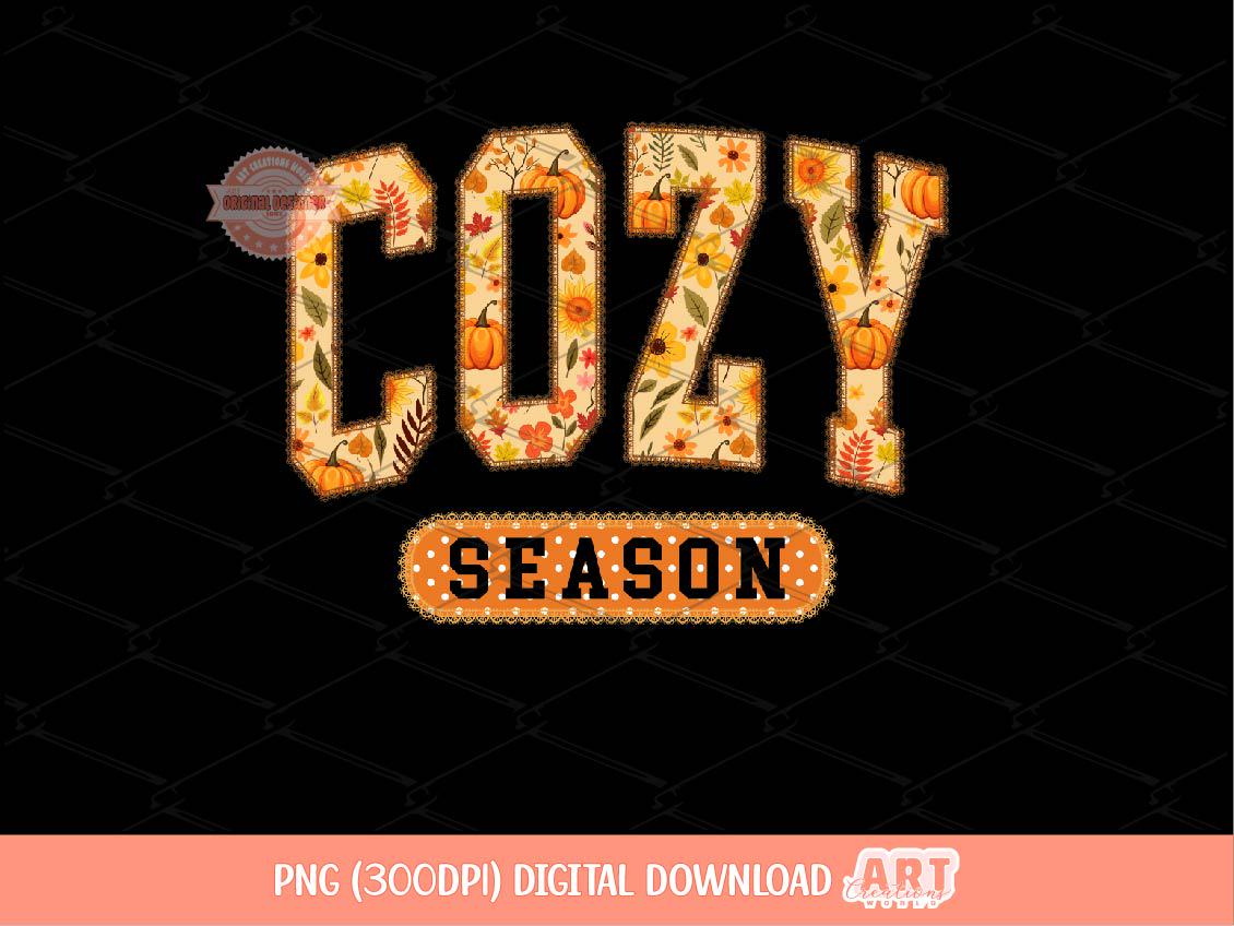 Cozy Season Lace PNG, Trendy lacy Preppy floral Autumn Fall Vibes Png Sublimation, dtf girly Thanksgiving shirt Design Digital download