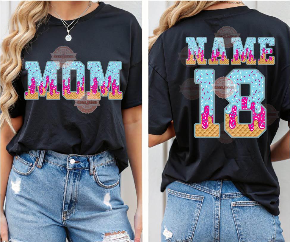 Pink Blue Drip Letters & Numbers PNG, Trendy Drippy Sprinkle Ice Cream Sports Alphabet Set Clipart Waffle Baseball Alpha Digital Download