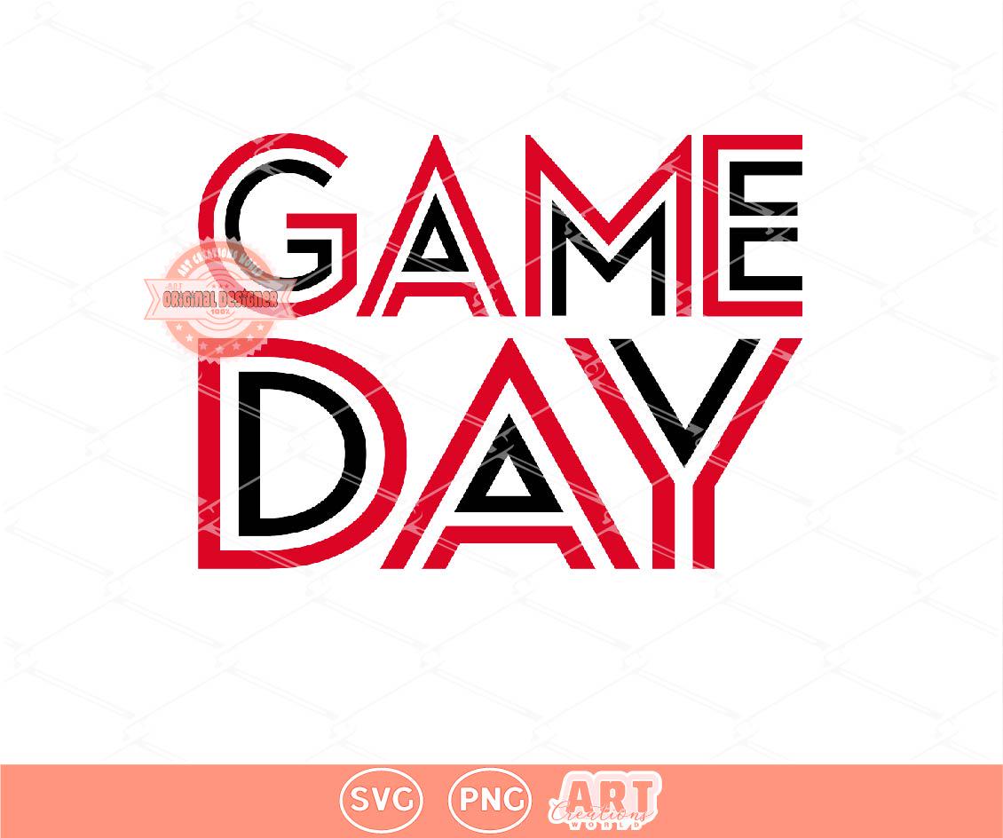 Game Day Double Line SVG PNG, Red White black School Sports, Touchdown Football Season Shirt design Sublimation & dtf File Digital Download