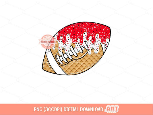 Red White Drip Football Ball PNG, Sweet Drippy Sprinkle Ice Cream Waffle Sport game day Clipart Sublimation Shirt Design Digital Download
