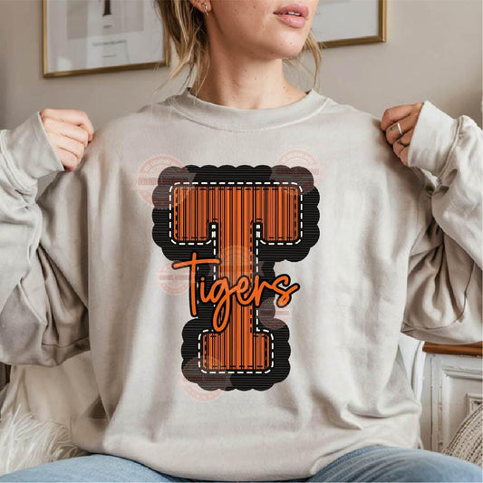 Orange & Black Seersucker Alphabet PNG: School Spirit Letters Letters and Numbers Clipart (Digital Download)