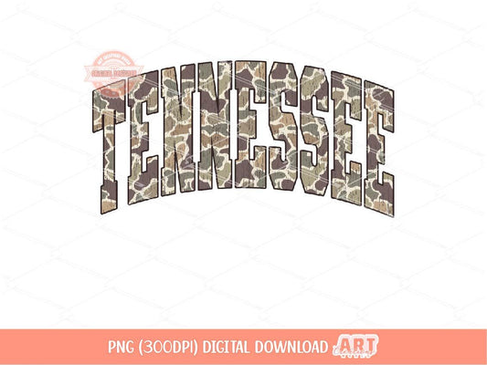 Tennessee Grunge Camo PNG, Arched Distressed Varsity Retro Old School Camouflage Sublimation Trendy Shirt Design Digital Download