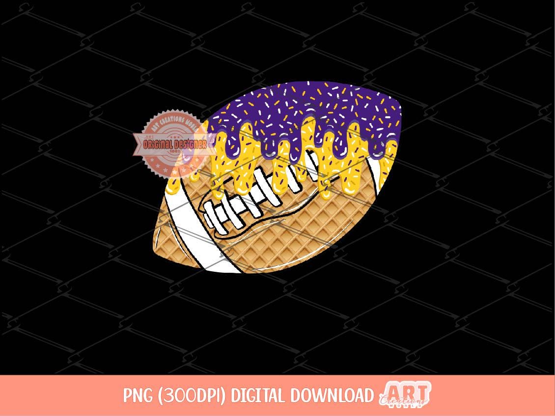 Drippy Ice Cream Football Ball PNG: Purple and gold Football Clipart (Digital Download)
