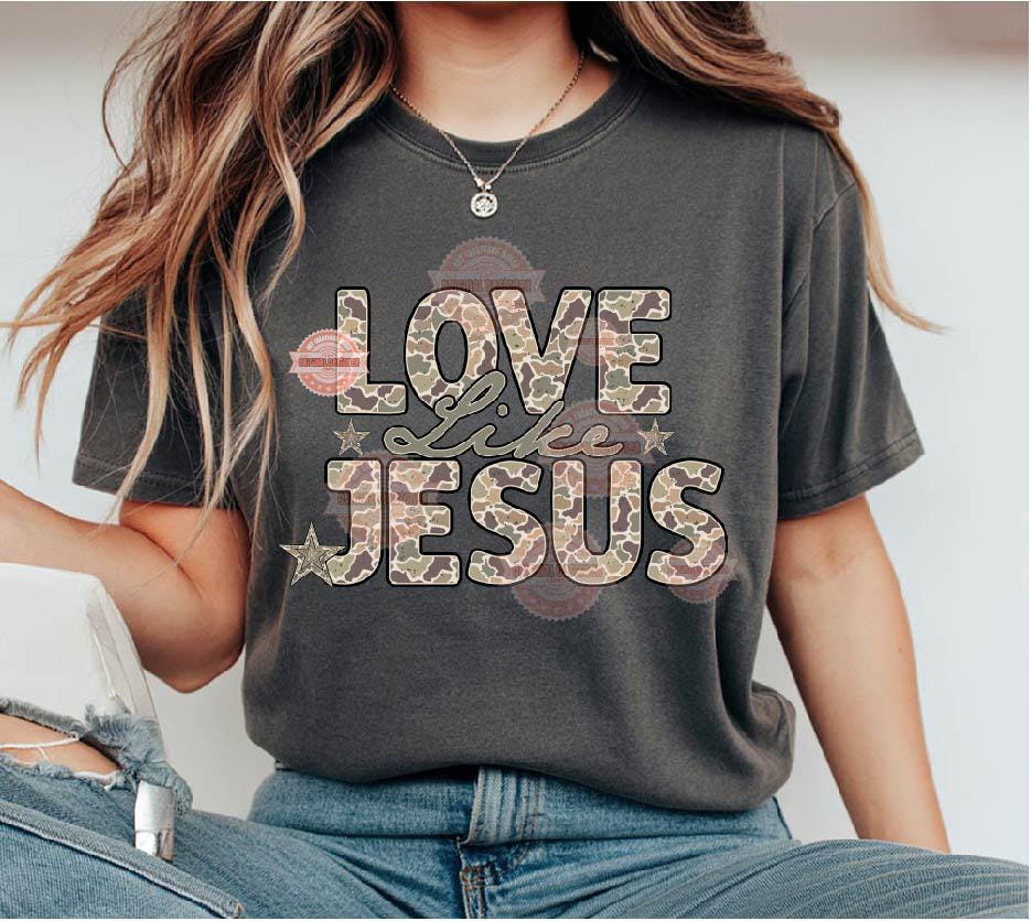Love Like Jesus Camo PNG: Christian Sublimation Shirt Design (Digital Download)