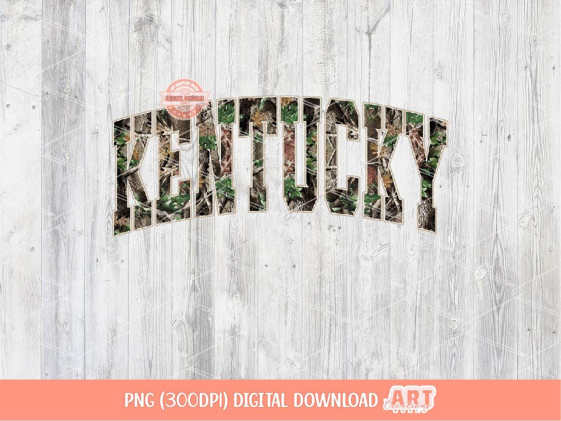 Kentucky Forest Camo PNG, Realistic Camouflage Tree Sublimation Shirt Design (Digital Download)
