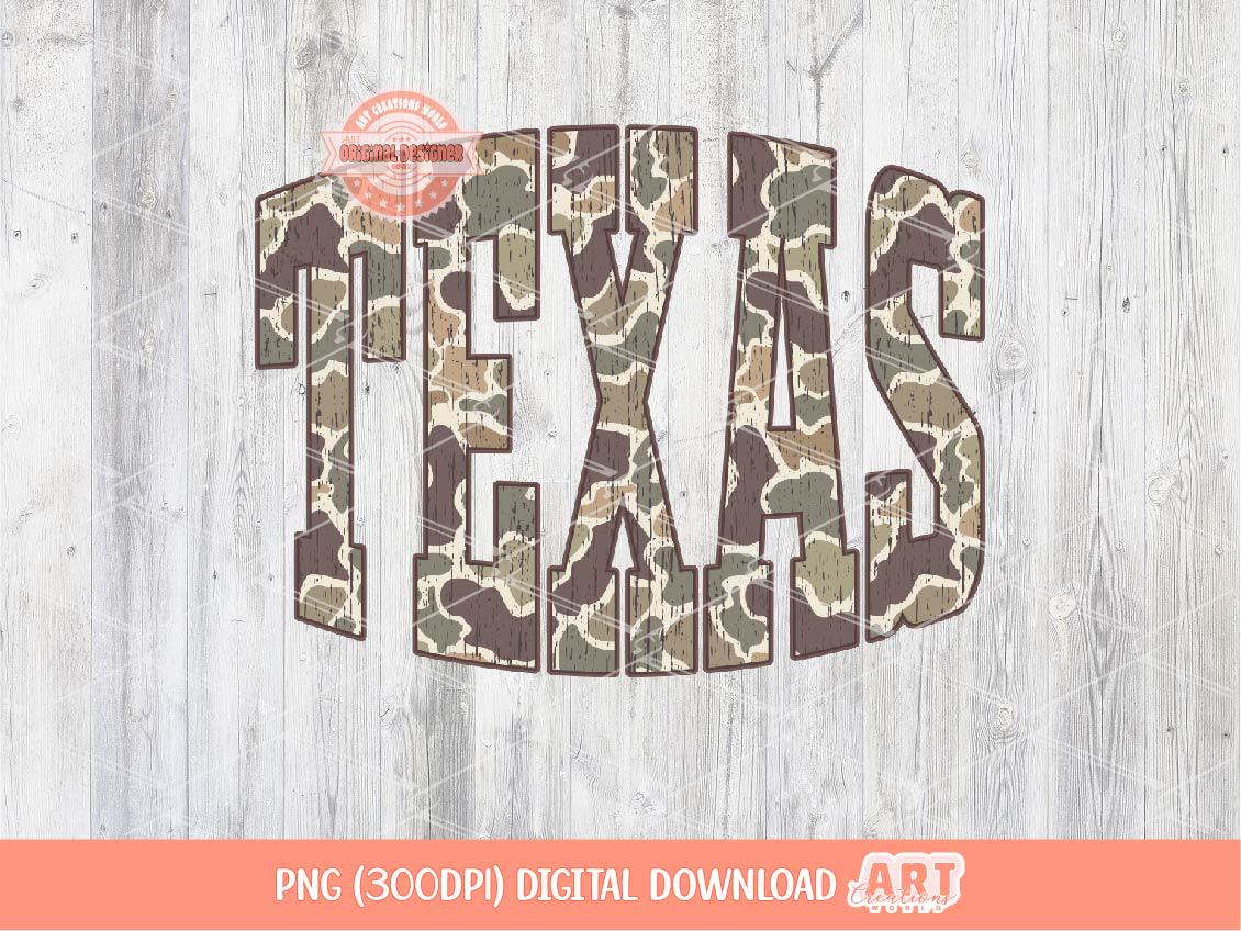 Texas Grunge Camo PNG: Distressed Retro Western Design (Digital Download)