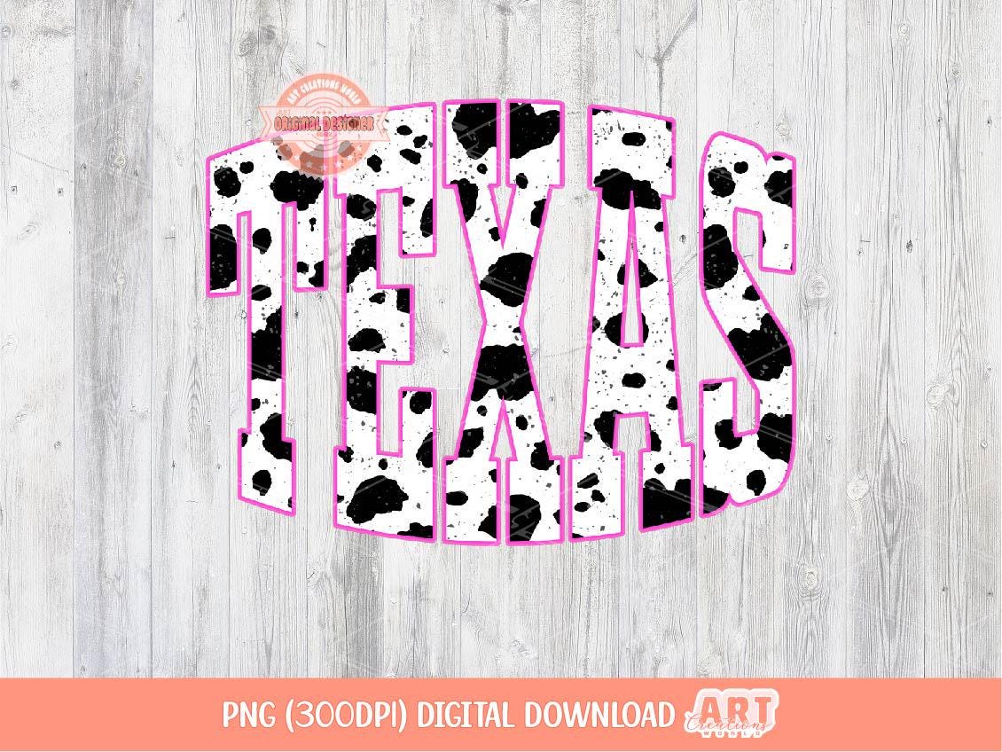Texas Cow Print PNG, Retro Distressed Sublimation Shirt Design (Digital Download)