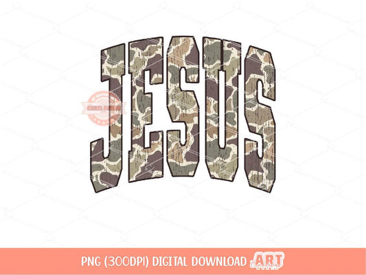 Jesus Grunge Camo PNG, Arched Distressed Varsity Retro Old School Camouflage Sublimation Trendy Shirt Design Digital Download