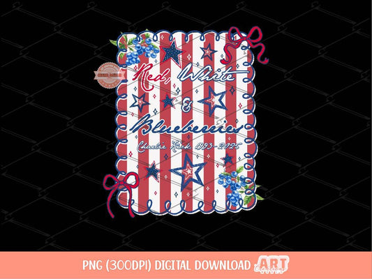 Red White and Blueberries PNG, Preppy Charlie Memorial Freedom Coquette Shirt Design Digital Download