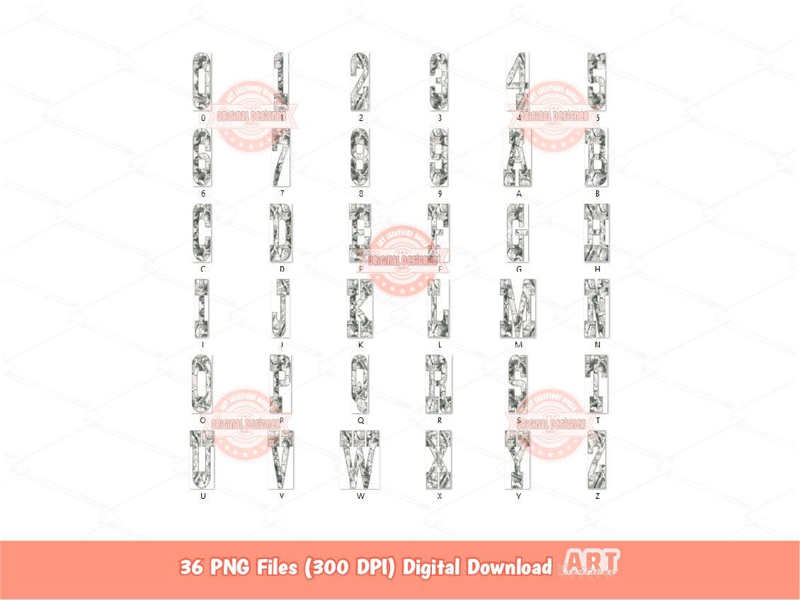 Gray Forest Camo Alphabet PNG: Hunting Military Western Letters & Numbers Clipart (Digital Download)