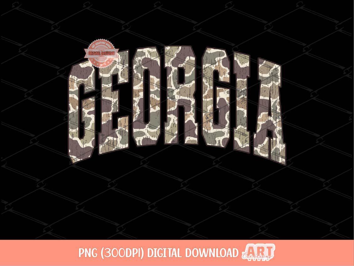 Georgia Grunge Camo PNG, Distressed Varsity Camouflage GA State Sublimation shirt Design