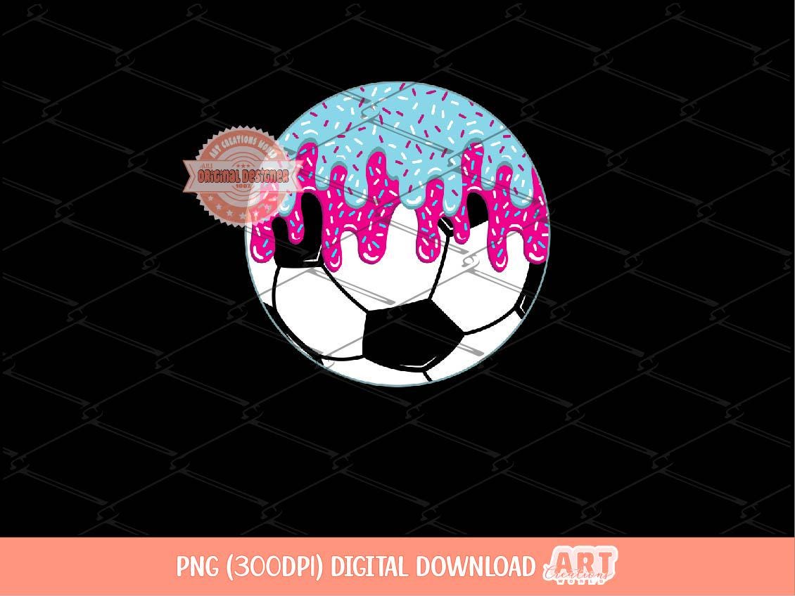Pink Blue Drip Soccer PNG, Drippy Ice Cream Waffle Cone Sports Ball Clipart