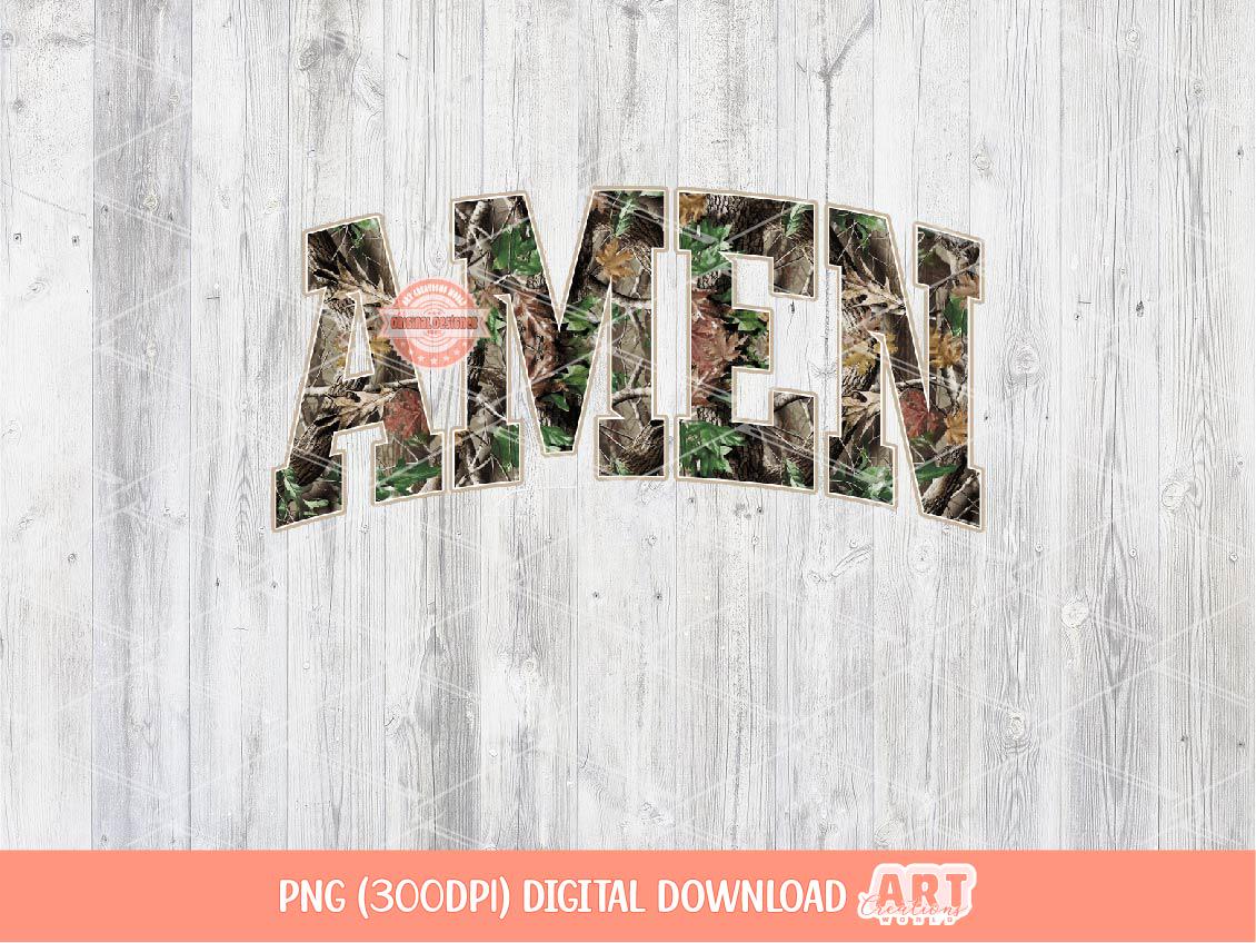 Amen Forest Camo PNG, Realistic Camouflage Tree Sublimation Shirt Design (Digital Download)