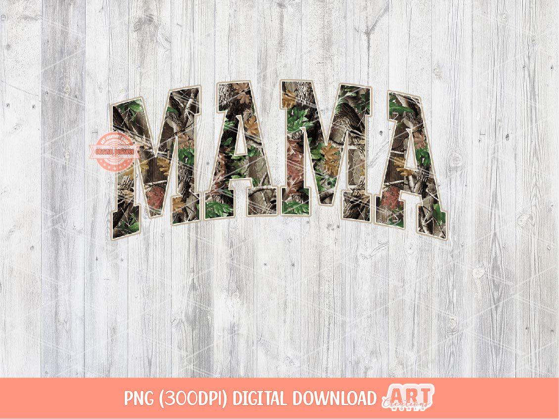 Mama Forest Camo PNG, Realistic Camouflage Tree Sublimation Shirt Design (Digital Download)