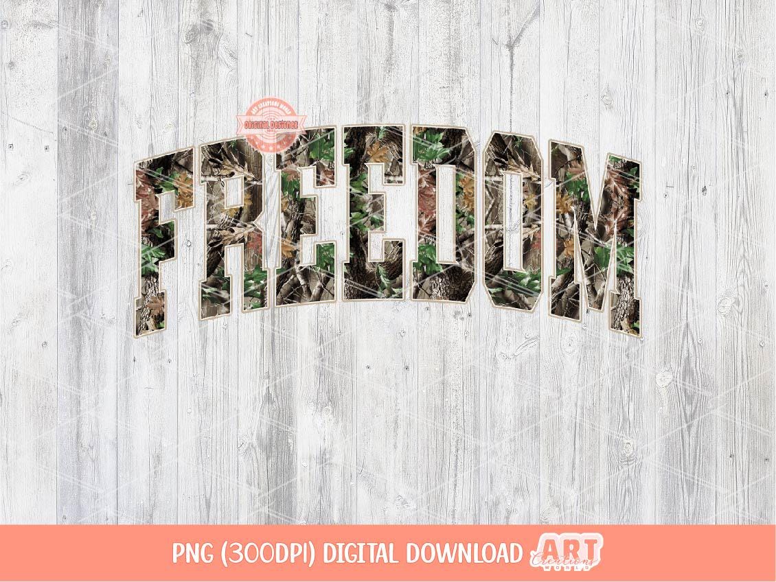 Freedom Forest Camo PNG, Realistic Camouflage Tree Sublimation Shirt Design (Digital Download)