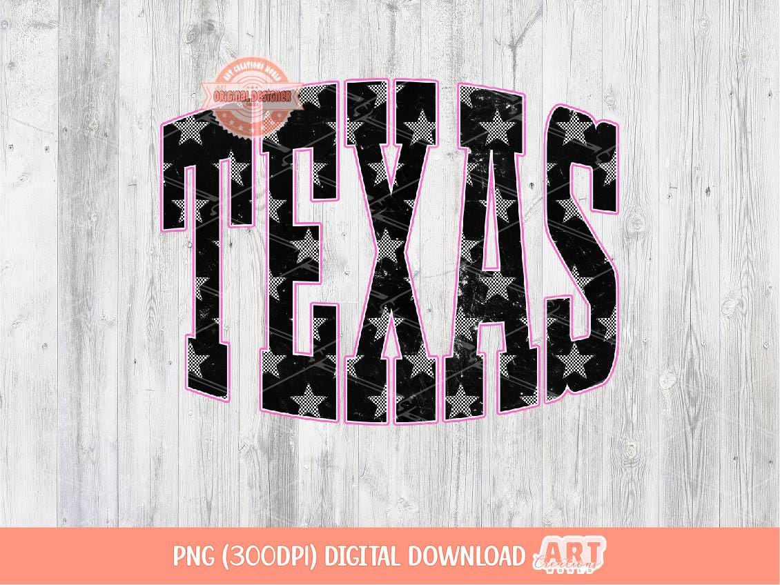 Texas Checkered Star PNG, Retro Sublimation Shirt Design (Digital Download)