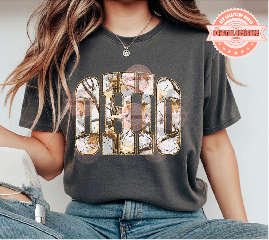 Ohio Gray Gold Camo PNG, Arched Shirt Design (Digital Download)