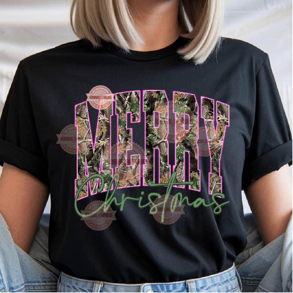 Merry Christmas Forest Camo PNG, Hunting Season Sublimation Shirt Design (Digital Download)