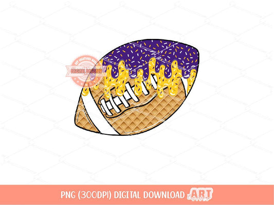 Drippy Ice Cream Football Ball PNG: Purple and gold Football Clipart (Digital Download)