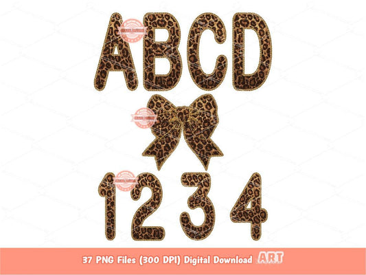 Faux Yarn Leopard Alphabet PNG, Cheetah Print Wild Knitted Letters & Numbers Clipart (Digital Download)