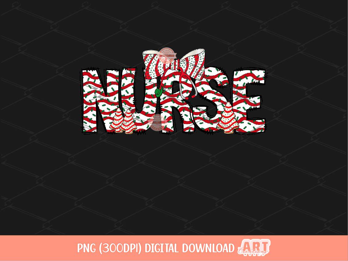Nurse Christmas Tree Cake PNG, Coquette Stethoscope bow Sublimation Nurse Shirt Design Digital Download
